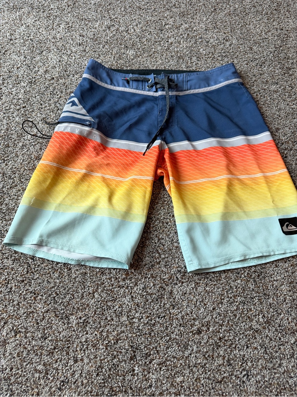Quiksilver Mens Size 28 Boardshorts Multicolor Stripe Surf Swim Trunks 20"